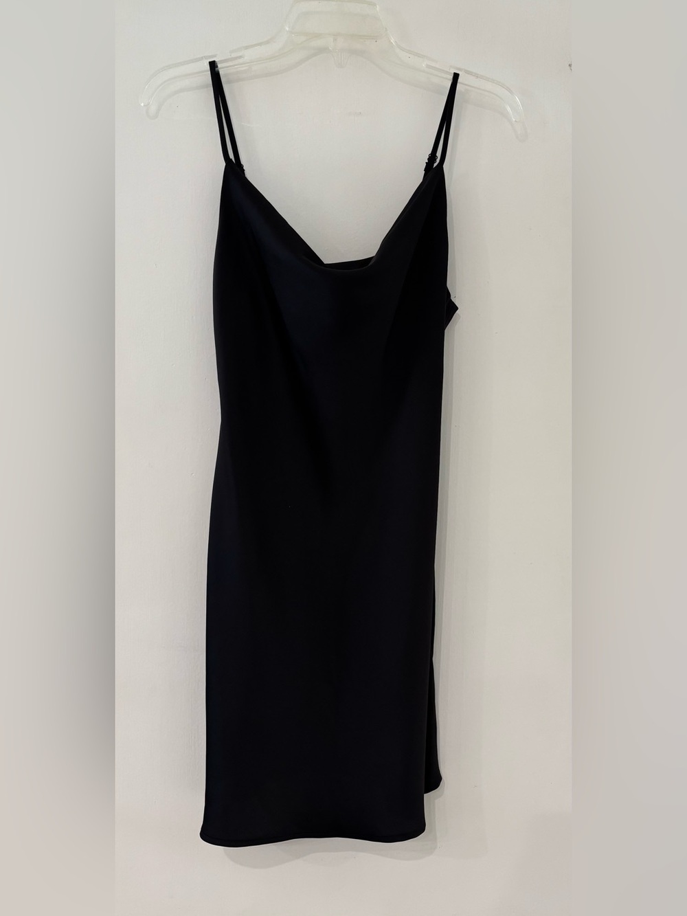 Urban Outfitters Black Bias Cut Cowl Neck Satin Slip Dress